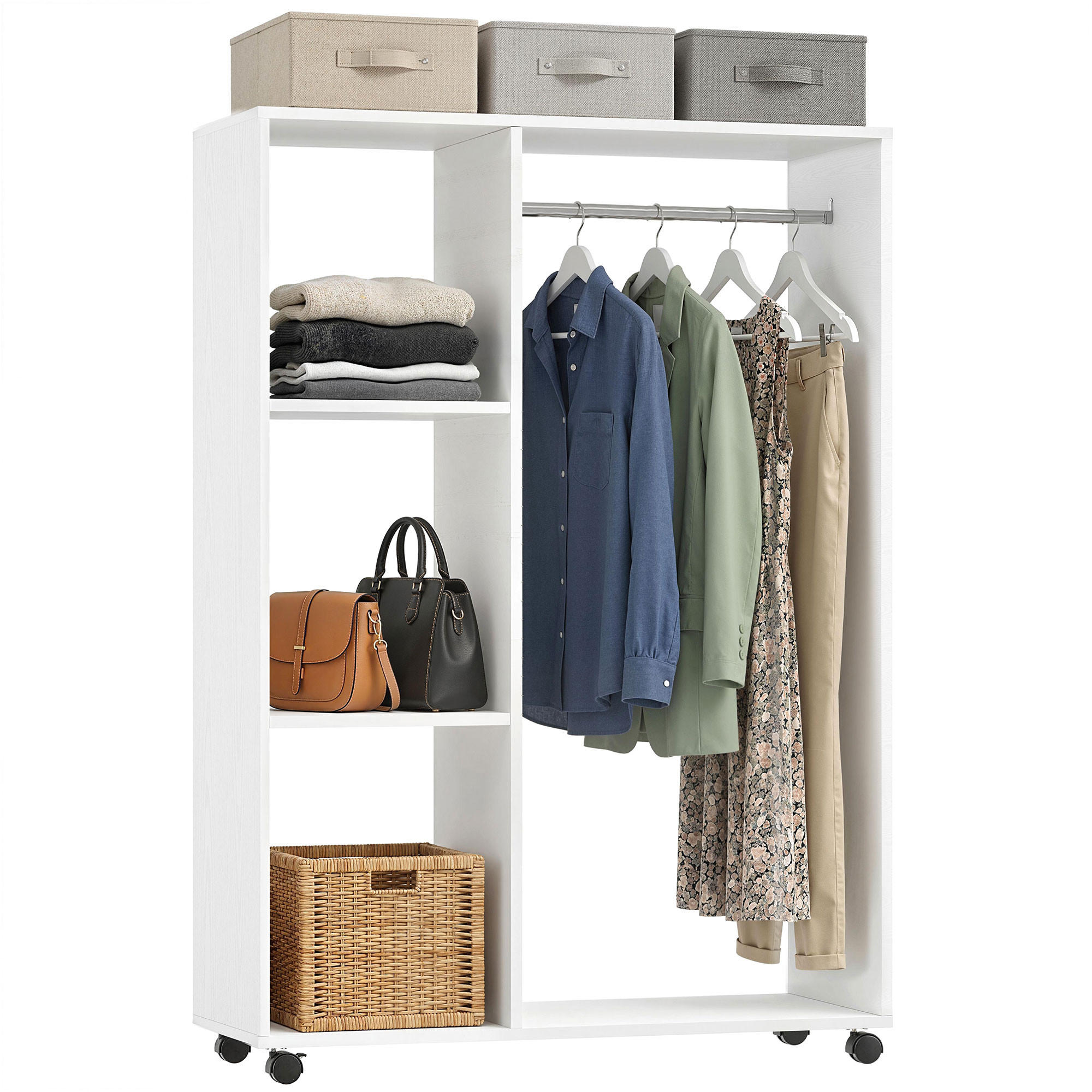 KLEIDERSCHRANK DE-09578 Weiß - Weiß, Holzwerkstoff (80/128/40cm) - ComfortXL