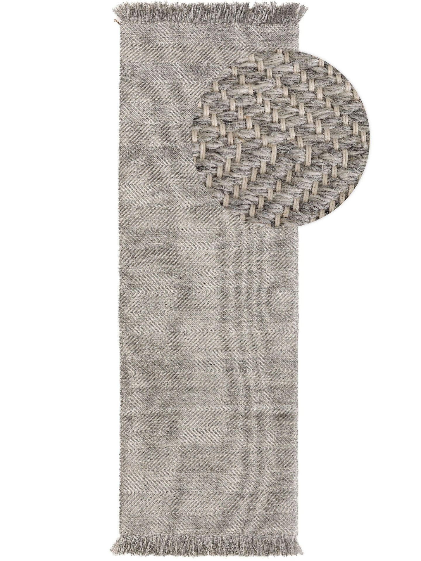 WOLLTEPPICH-LÄUFER Lars Hellgrau 70x200 cm - Hellgrau, Textil (70/1cm) - KUNSTLOFT