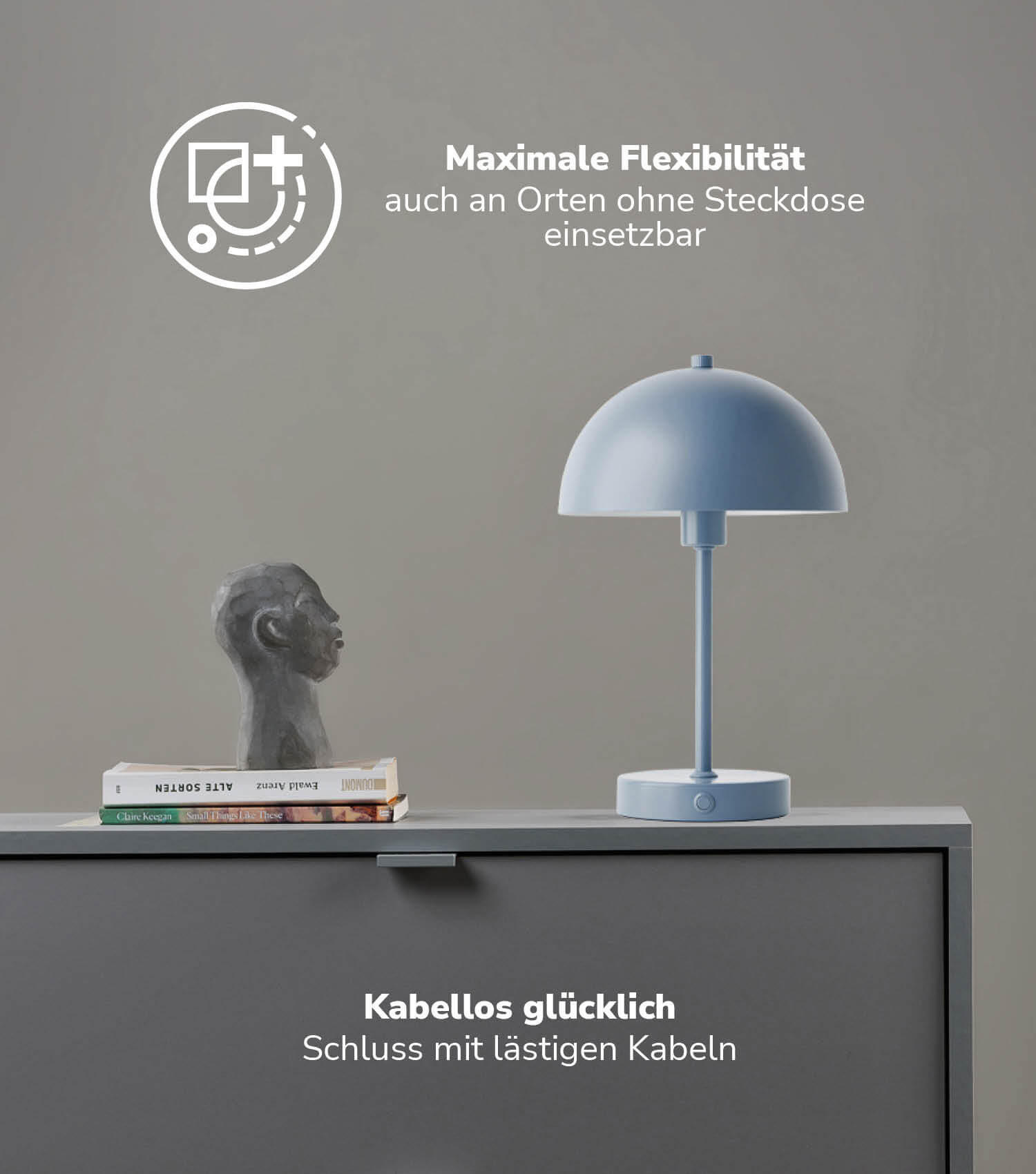 TISCHLAMPE KABELLOS Der Leuchtturm - Blau, Metall (20/20/31.5cm) - Mokebo