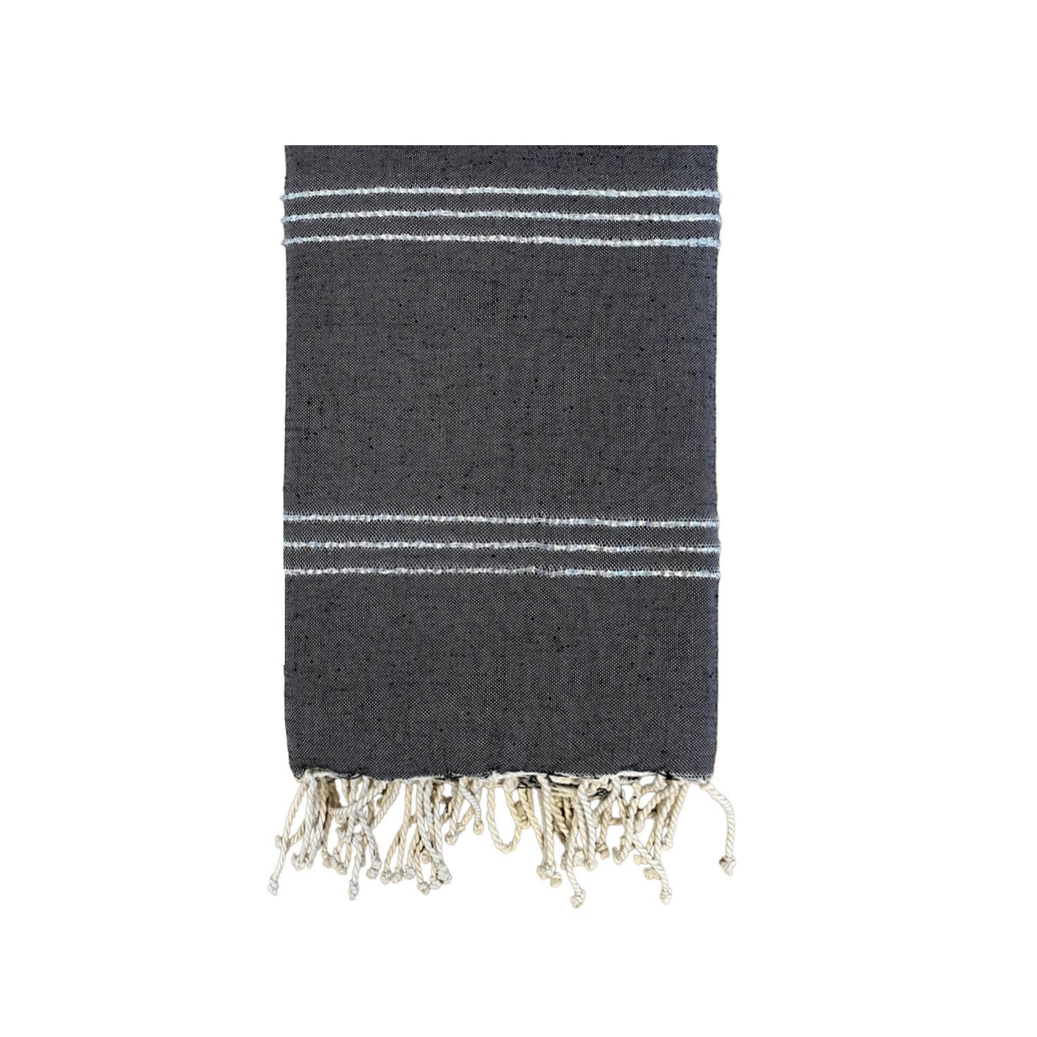 HAMMAMTUCH Traditionelle Osiris 200x200 190g/m² Schwarz / Silber - Silberfarben, Textil (200/200cm) - LE COMPTOIR DE LA PLAGE