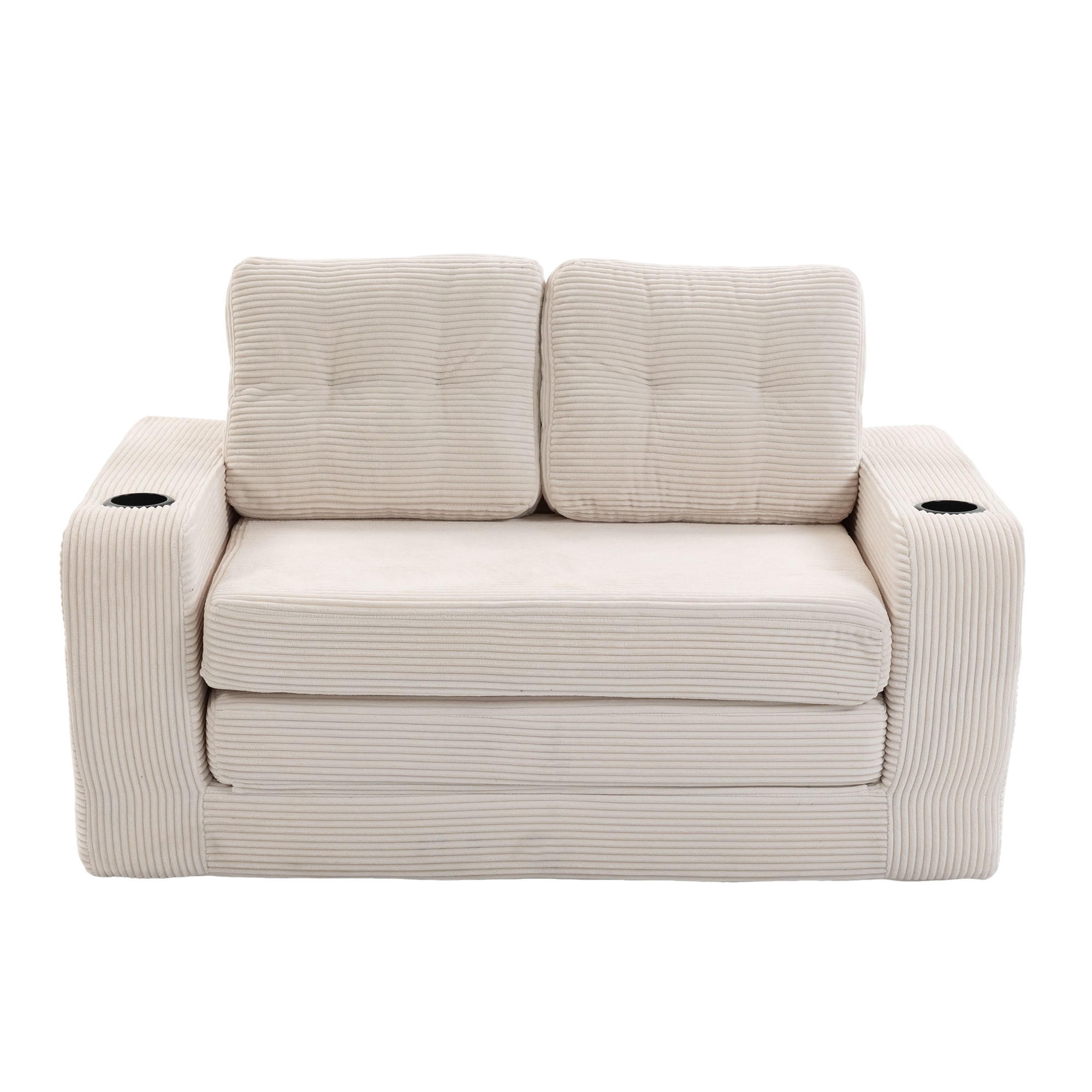 SCHLAFSOFA in Beige Cord mit Getränkehalter und Seitentaschen - Beige, Textil (136/82.5/80cm) - Oxeza