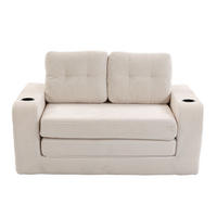 SCHLAFSOFA in Beige Cord mit Getränkehalter und Seitentaschen - Beige, Textil (136/82.5/80cm) - Oxeza