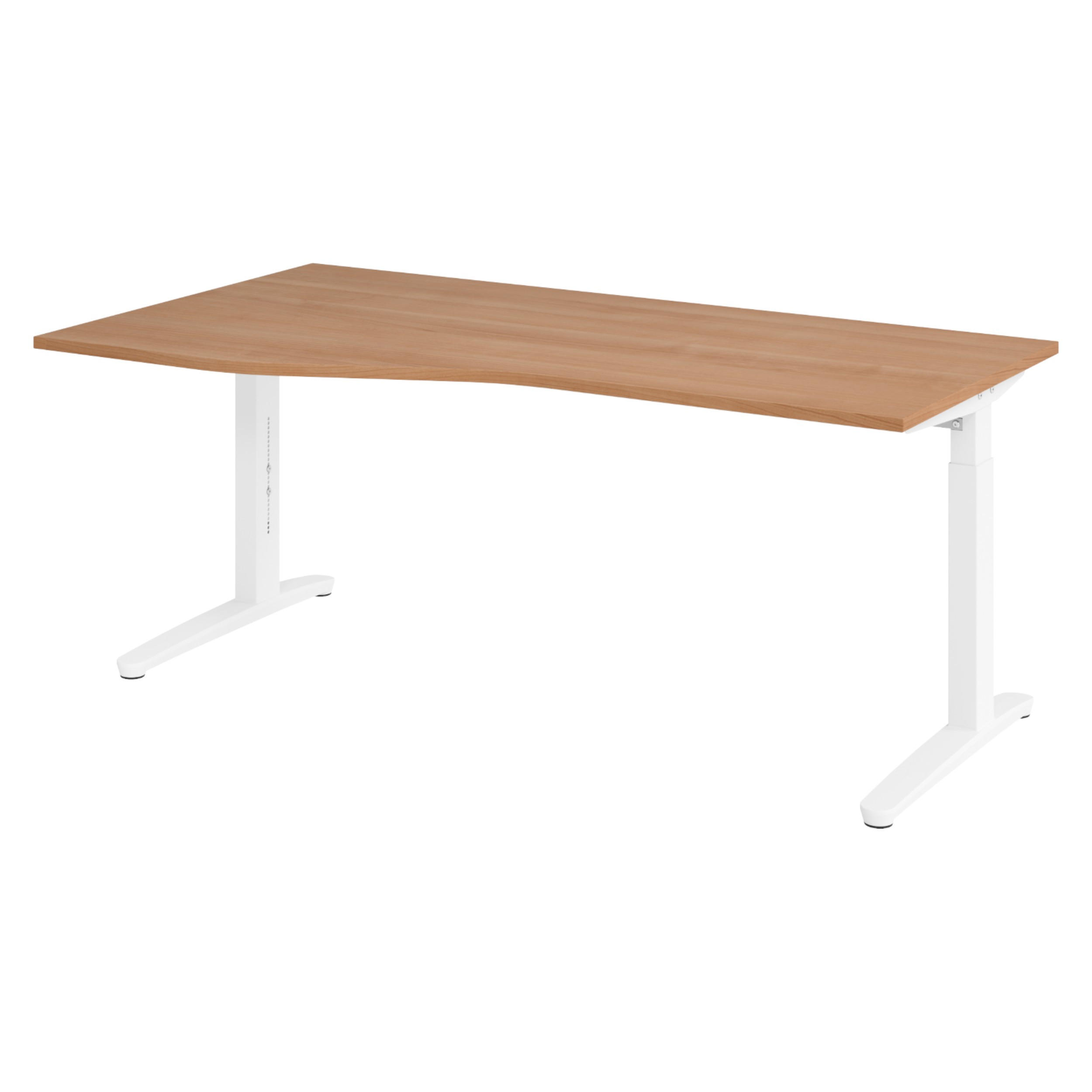 bümö Schreibtisch Nussbaum, Weiß 180x74x100 cm