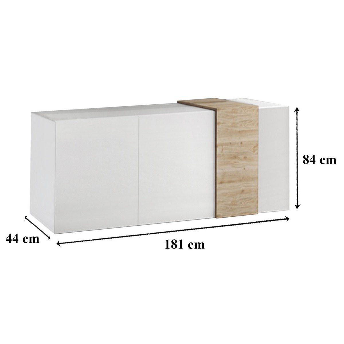 SIDEBOARD 3 Türen Pluton - L181 cm - Weiß, Holz/Holzwerkstoff (44/84/181cm) - Calicosy