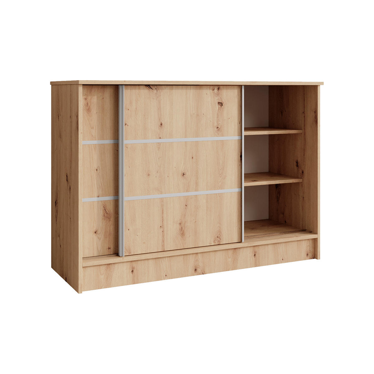KOMMODE Mirela mit 2 Schiebetüren 120 cm, eiche Artisan - Eiche Artisan, Holzwerkstoff (121/85/43.5cm) - Beautysofa