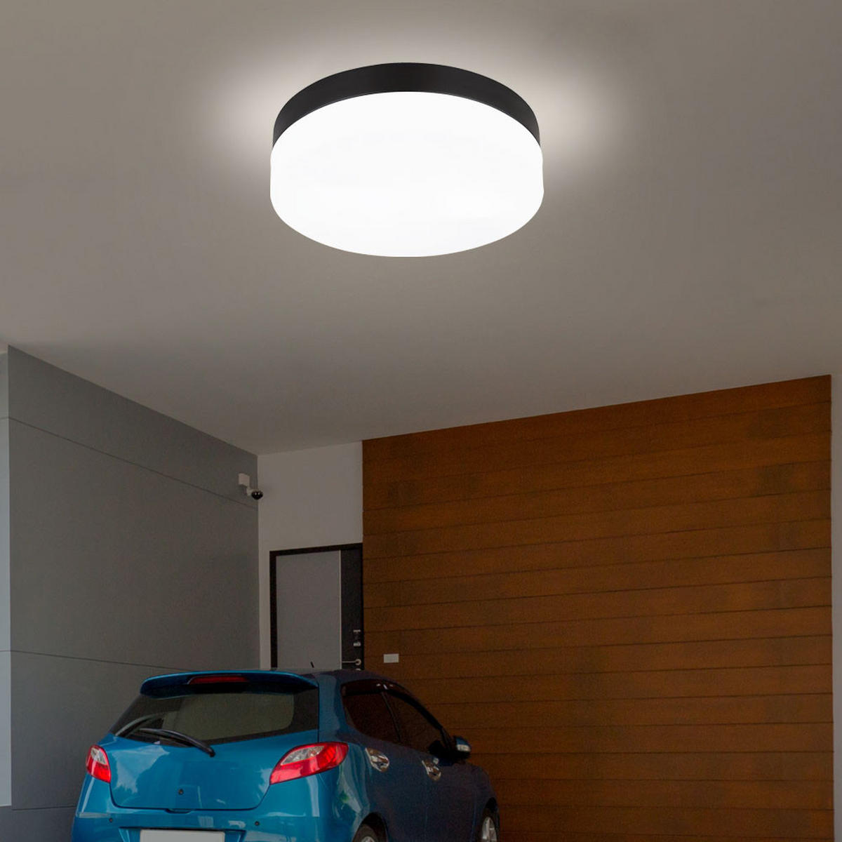 LED AUSSENDECKENLEUCHTE Alu Schwarz Opal - Schwarz, Glas (18.4/18.4/6.5cm) - Globo Lighting