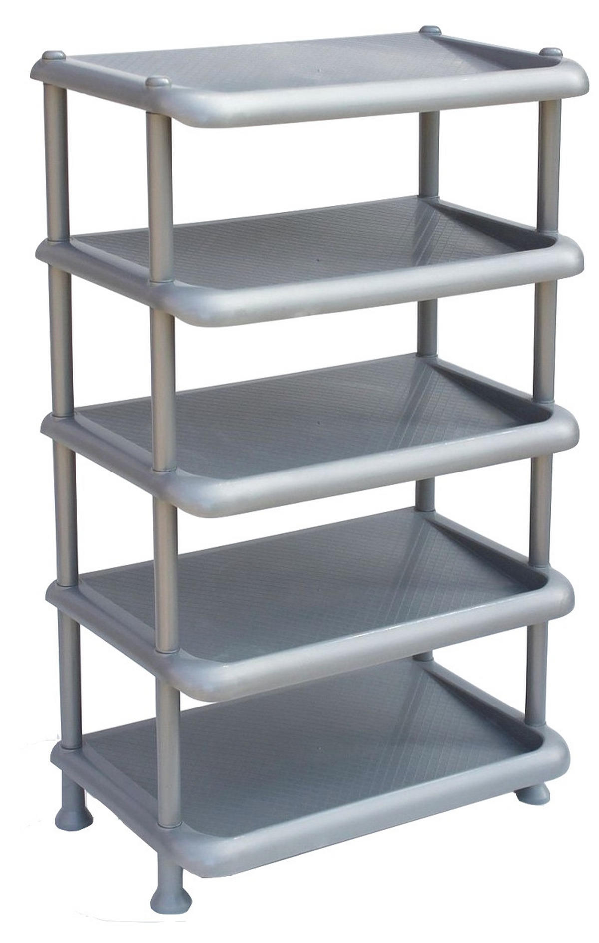 SCHUHREGAL Kunststoff Stapelbar mit 5 Ebenen Grau - Grau, Kunststoff (49/83/30cm) - DanDiBo