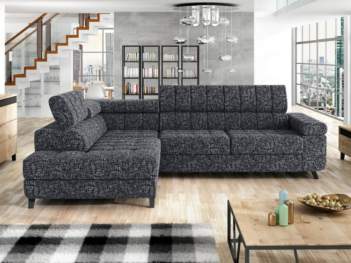 ECKSOFA Nord, Seite: Links - Dunkelgrau/Schwarz, Holz/Textil (264/203cm) - MIRJAN24