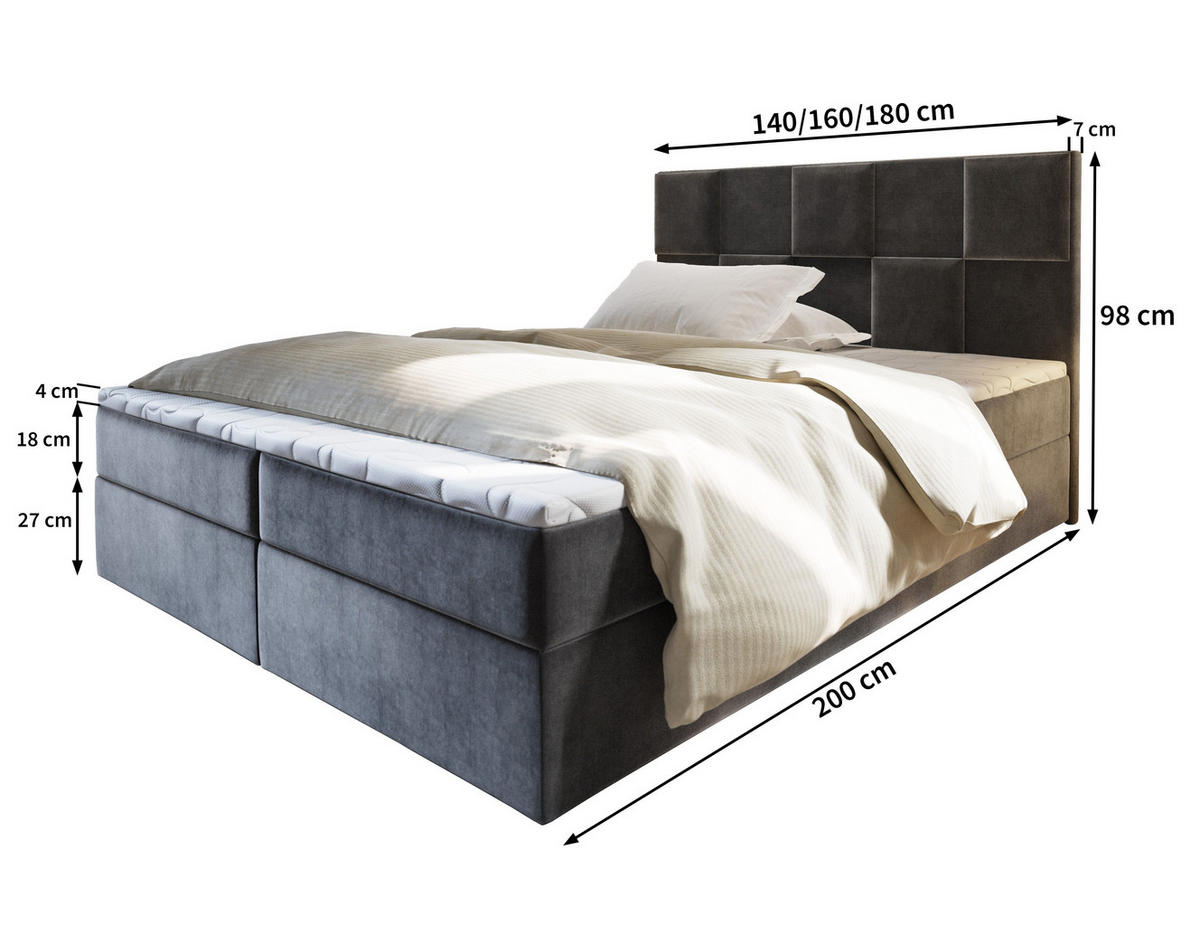 BOXBETT PRATA 160x200 cm mit Matratze und Topper - Beige - Beige, Holz (160/200cm) - MASSENO