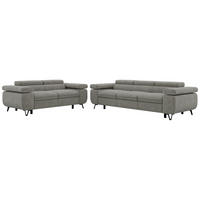 SEDACÍ SOUPRAVA PETER 2+3 - Šedá Strukturovaná látka - šedá/černá, kov/textil (262/76/99cm) - MKS