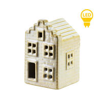 LED-LATERNENHAUS Hytte Weiß 5,7x5,7x8,6 cm Keramik - Weiß, Keramik (5.7/8.6/5.7cm) - Mondex