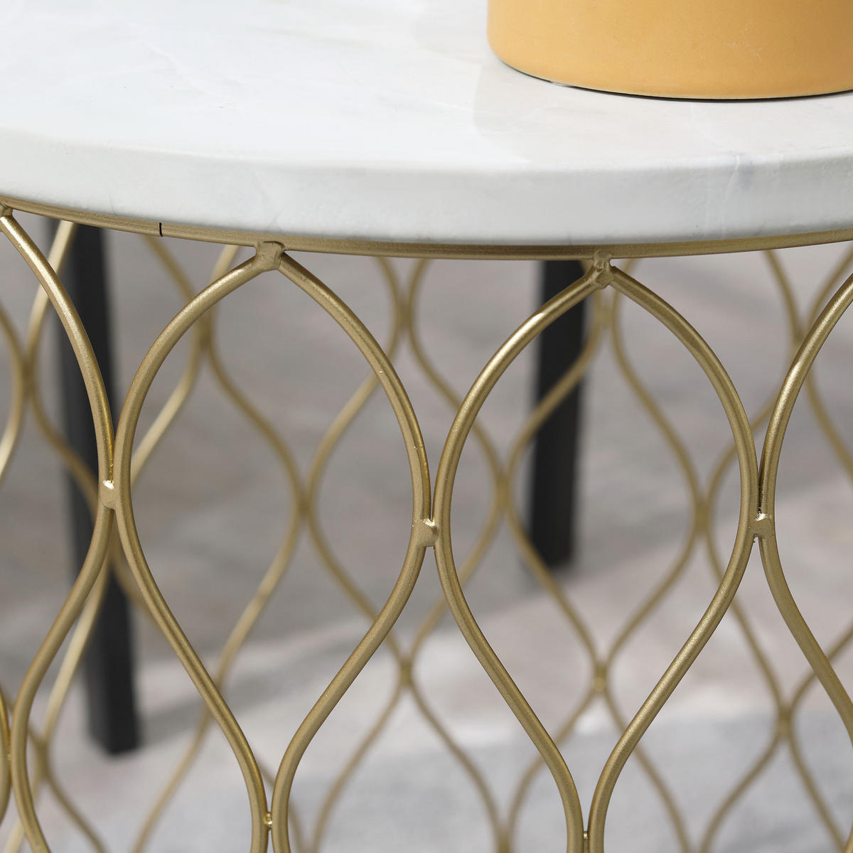 COUCHTISCH rund, Gartentisch, Gold, Steel - Goldfarben, Metall (41/41/46cm) - Outsunny