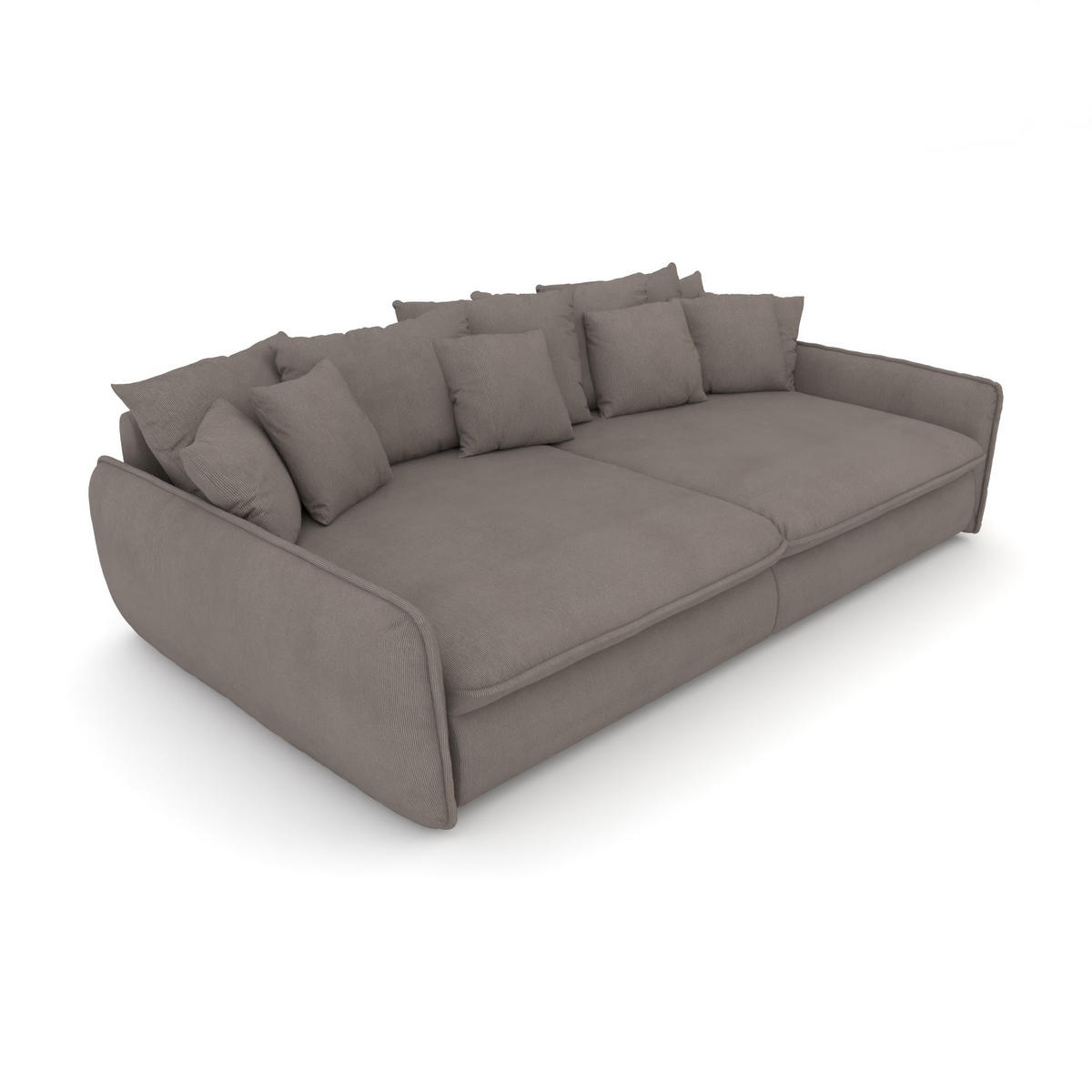 BIGSOFA Hereford XXL Cord Beige inkl. 12 Kissen 274/131/61 cm - Taupe, Kunststoff/Textil (274/61/131cm) - foamnova