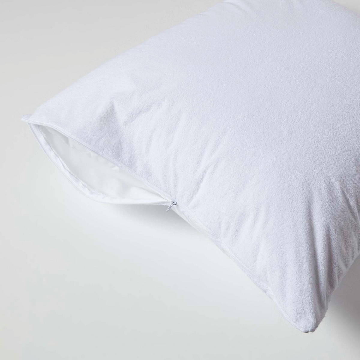 KISSENSCHONER Frottee wasserdicht 65/65 cm, 4er-Set mit Reißverschluss - Weiß, Textil (65/65cm) - Homescapes