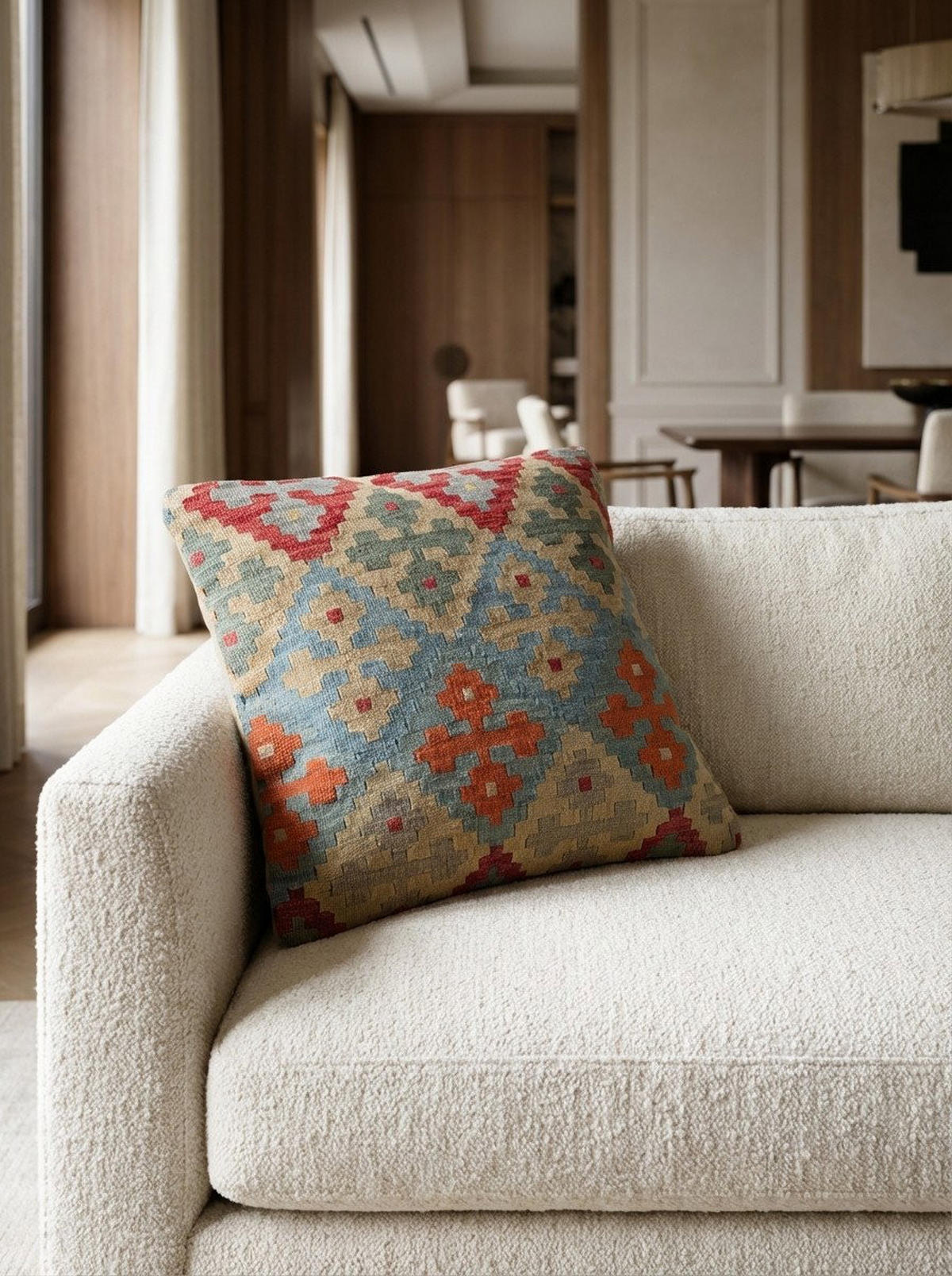 KELIM-KISSEN Mehrfarbig 65/65 cm Schurwolle - Multicolor, Textil (65/65cm) - Looma