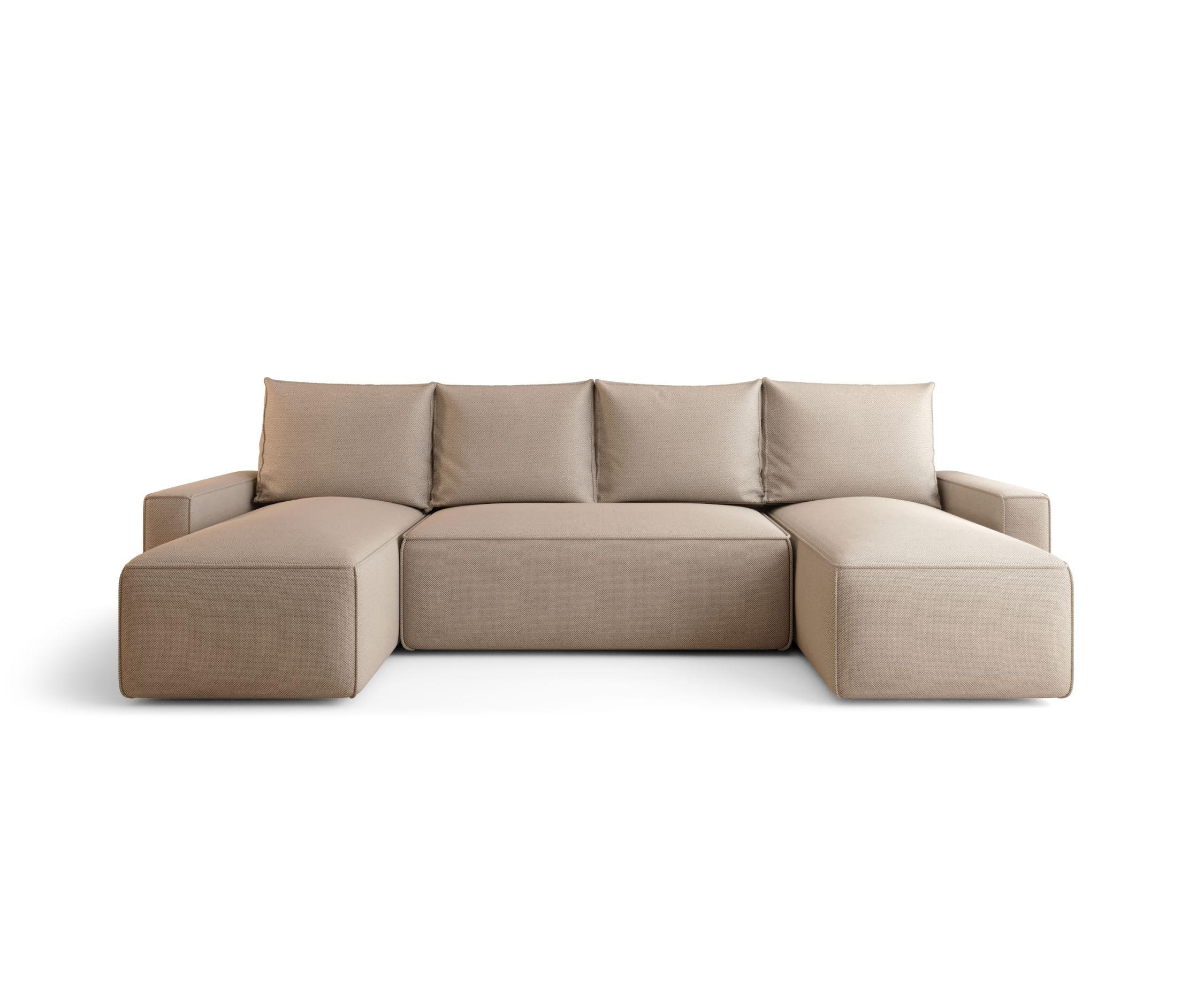 WOHNLANDSCHAFT mit Schlaffunktion SAVIO U Curio 15 - Beige, Textil (300/75/140cm) - Bedante