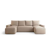 WOHNLANDSCHAFT mit Schlaffunktion SAVIO U Curio 15 - Beige, Textil (300/75/140cm) - Bedante