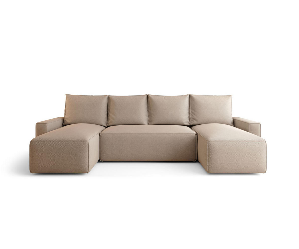 WOHNLANDSCHAFT mit Schlaffunktion SAVIO U Curio 15 - Beige, Textil (300/75/140cm) - Bedante
