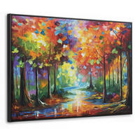 LEINWAND Bilder mit Rahmen - Landschaft - Wald - Farben - Natur - 80x60 - Multicolor, Textil (80/60cm) - MuchoWow