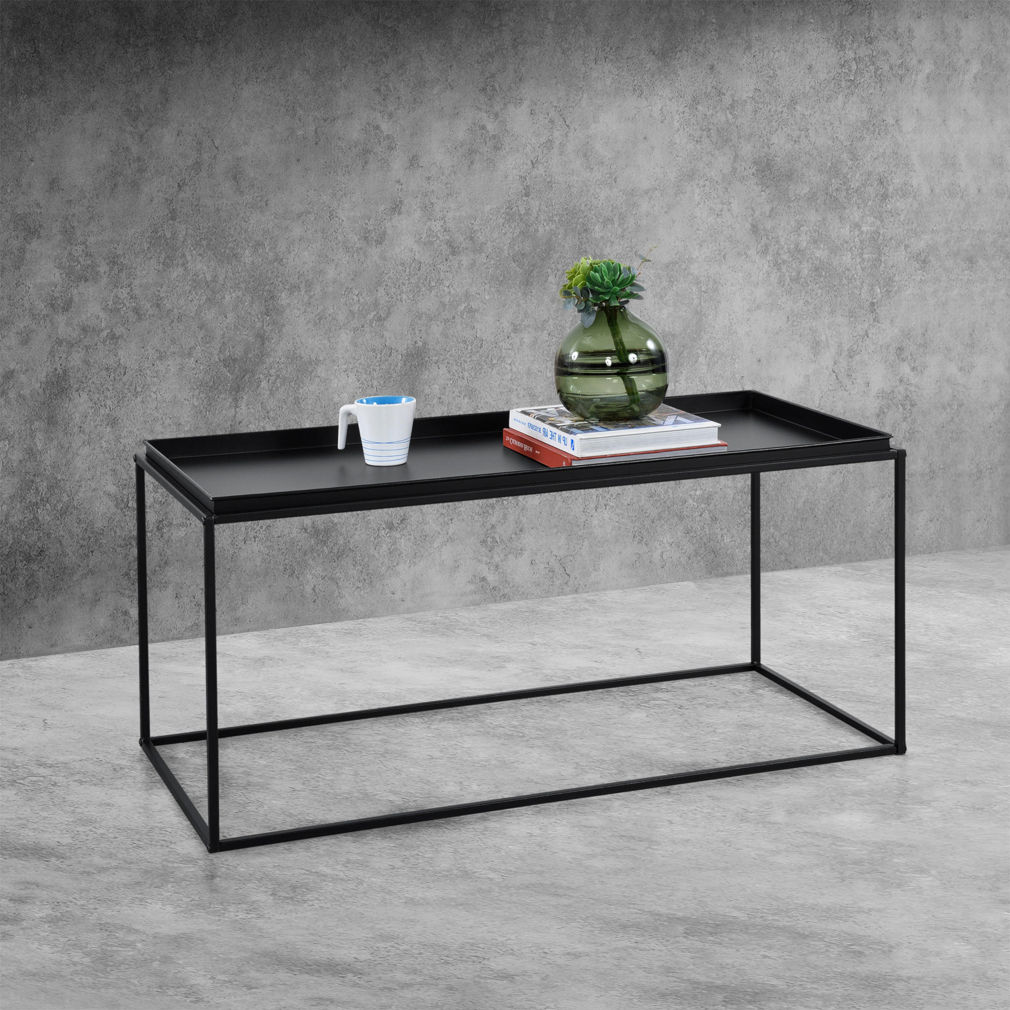 COUCHTISCH Nyker 100/50/47 - Schwarz, Metall (50/100/47cm) - [en.casa]