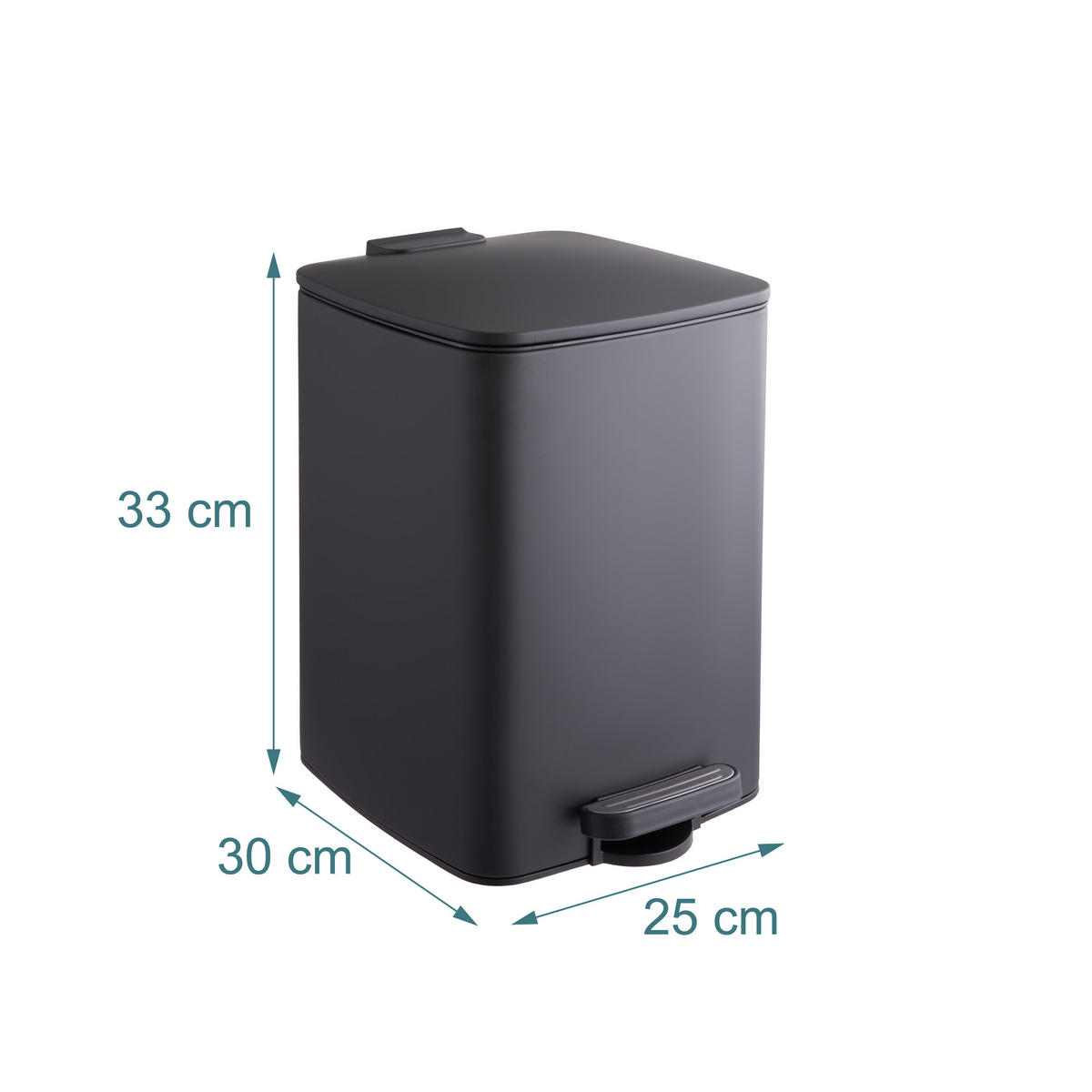 MÜLLEIMER - Schwarz, Kunststoff/Metall (25/33/30cm) - Relaxdays