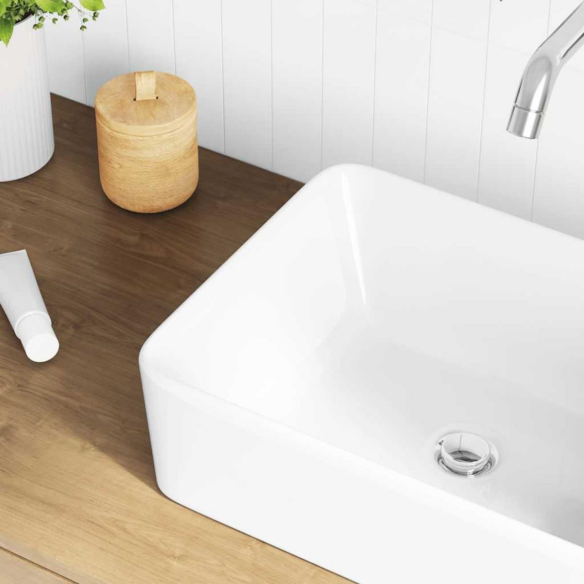 WASCHBECKEN Rechteckig 40/30/13 cm aus Keramik Weiß - Weiß, Keramik (40/13/30cm) - vidaXL