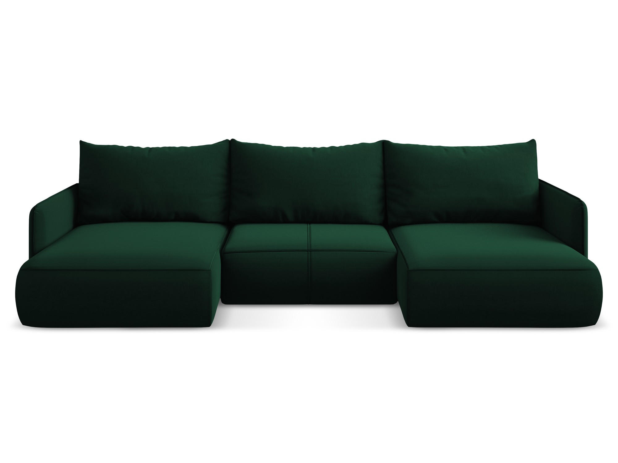 WOHNLANDSCHAFT Samt Stoff Grün - Dunkelgrün/Schwarz, Kunststoff/Textil (290/86/148cm) - Makamii
