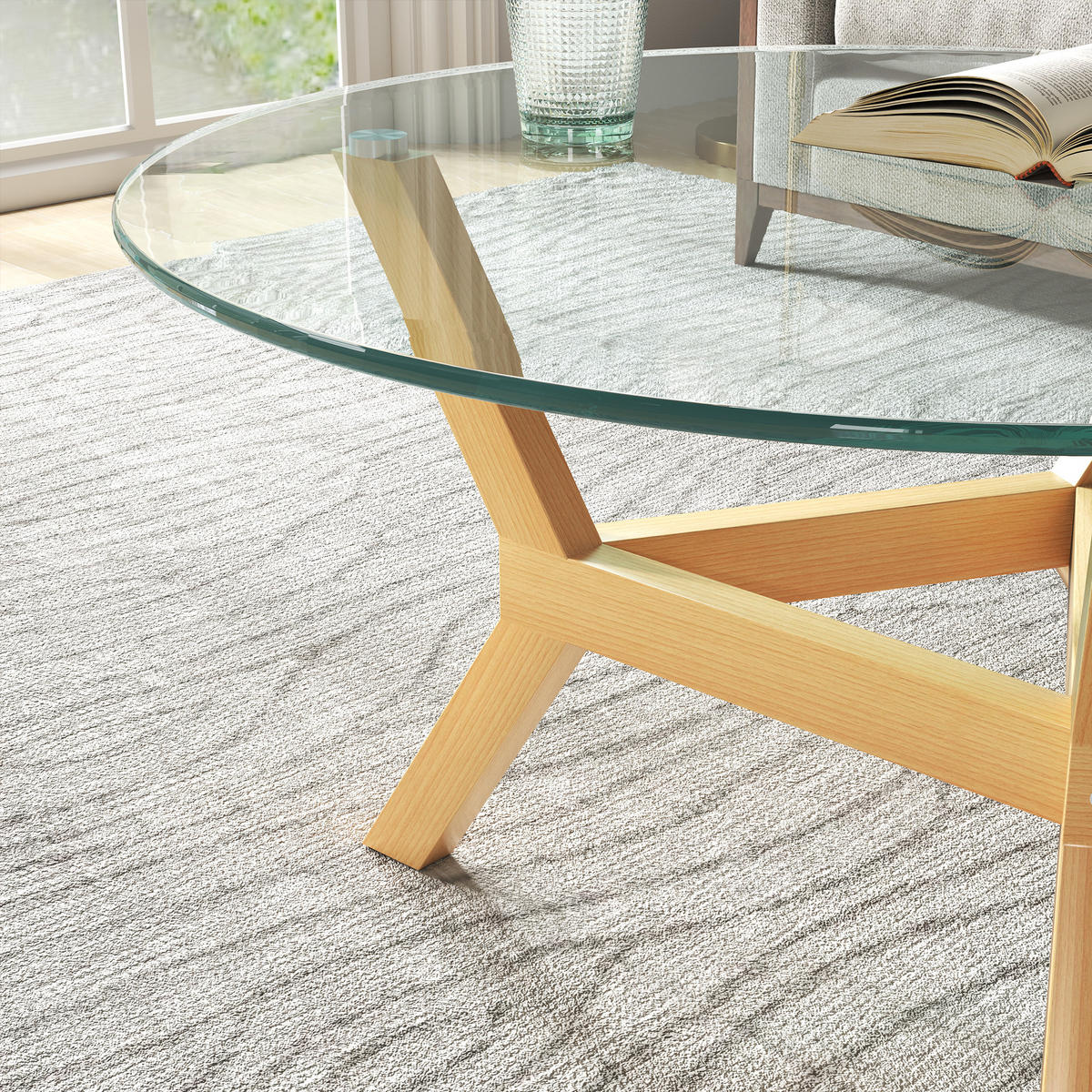 COUCHTISCH mit verstellbaren Fußpolstern, Transparent, Ø80 x 45 cm - Transparent, Metall (80/80/45cm) - HOMCOM