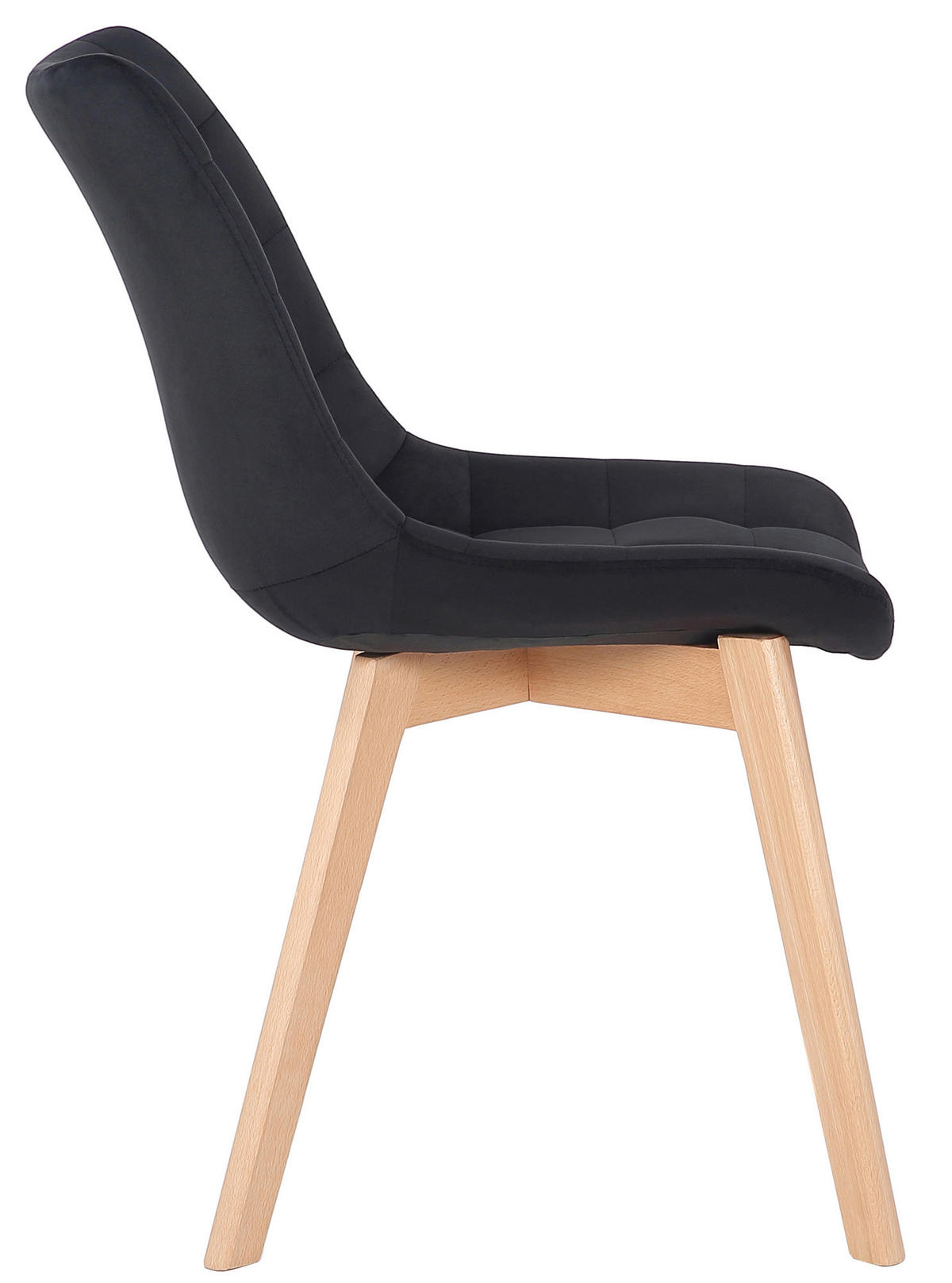 STUHL 2er Set Samt Schwarz - Eukalyptusholzfarben/Schwarz, Holz/Textil (46/82/61cm) - CLP