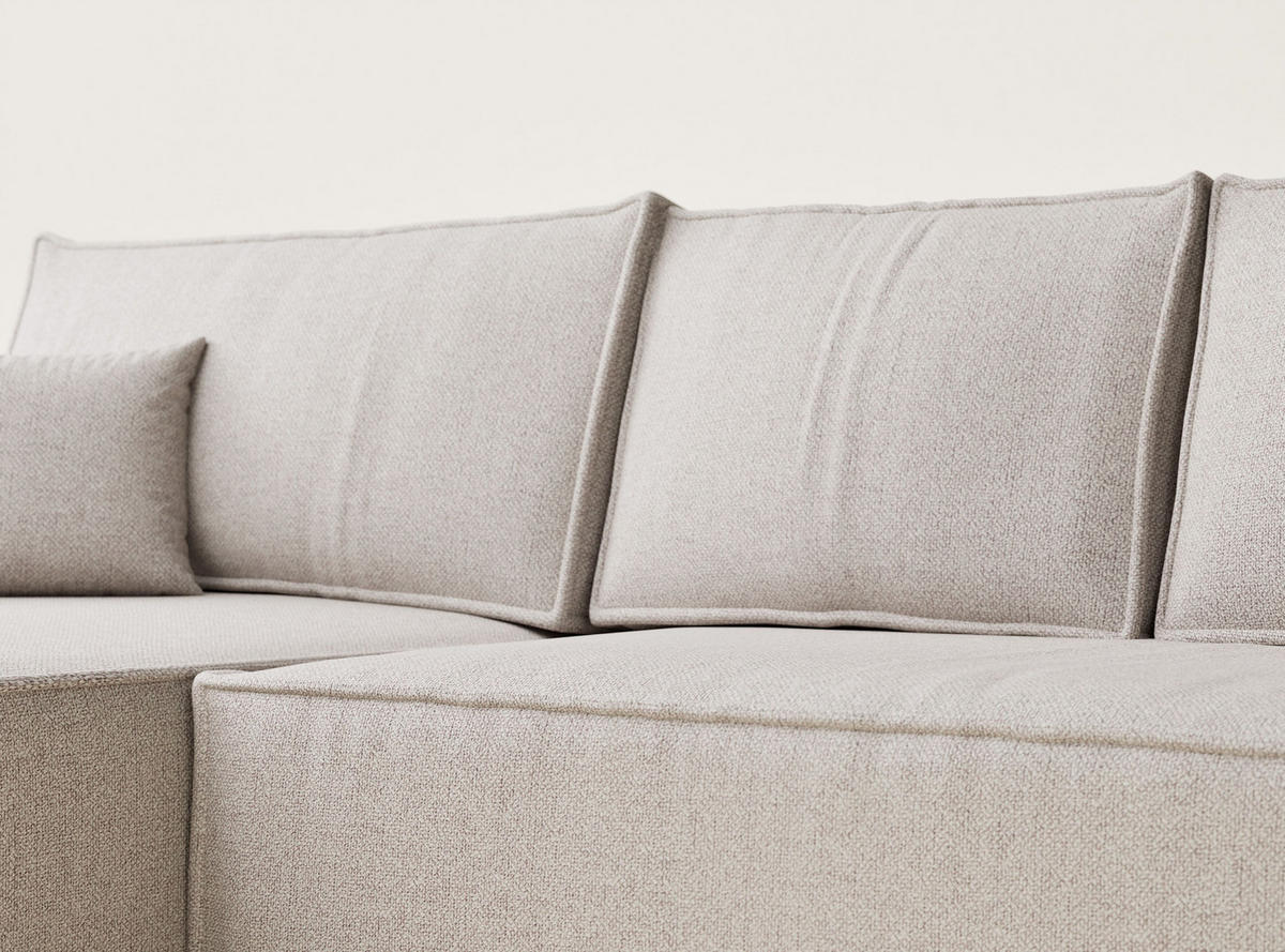 ECKSOFA MIT SCHLAFFUNKTION Maze Beige Webstoff - Schwarz/Grau, Holz/Holzwerkstoff (294/185cm) - Maison de Reve