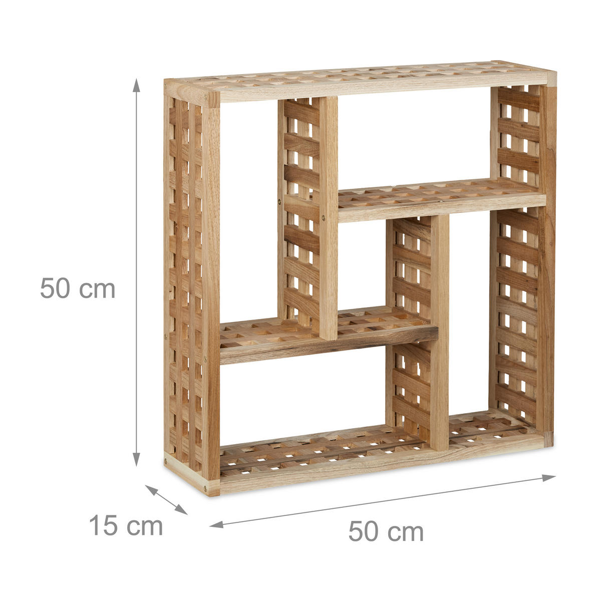 WANDREGAL - Hellbraun, Holz (50/15/50cm) - Relaxdays