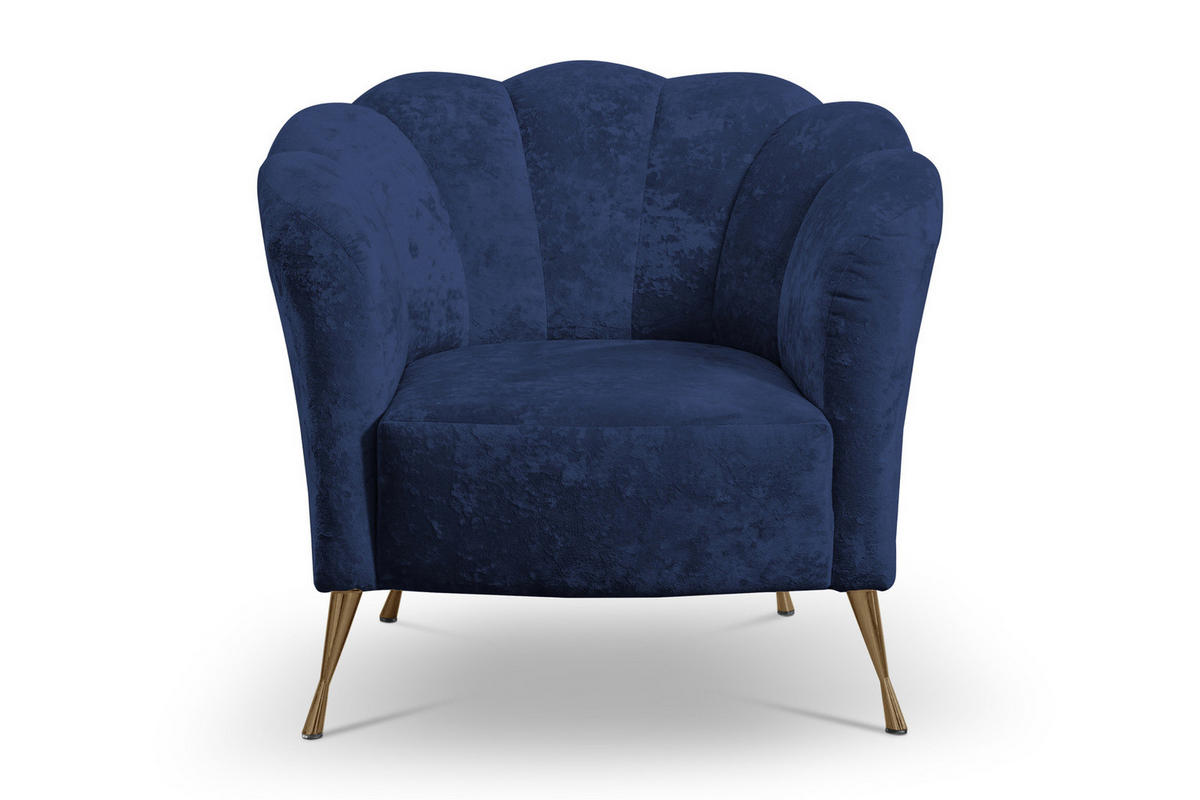 POLSTERSESSEL Adria mit Metallfüßen - Goldfarben/Dunkelblau, Holzwerkstoff/Textil (87/78/83cm) - Ravio