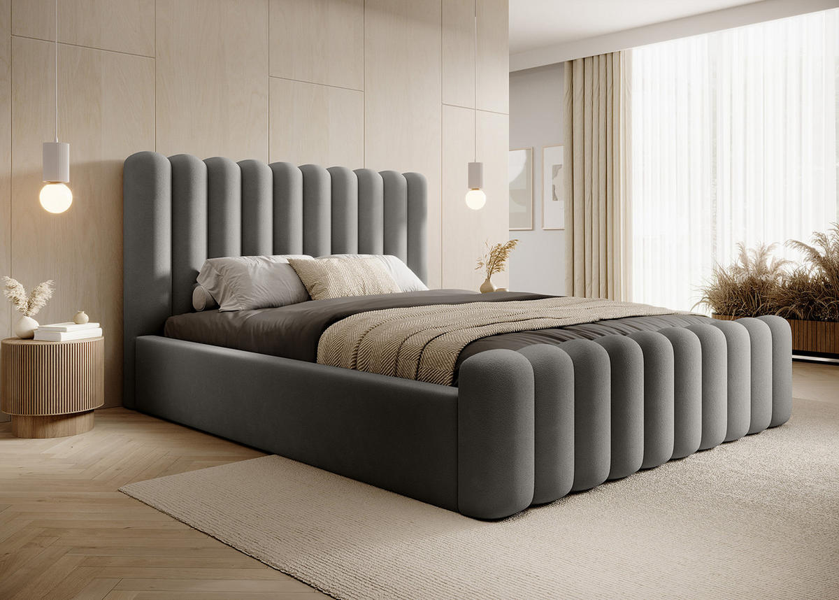 POLSTERBETT ALORIS 120x200 cm, Grau - Grau, Textil (200/120cm) - Fedve