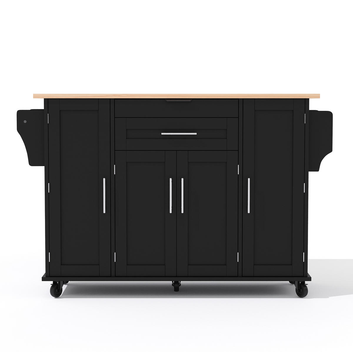 KÜCHENINSEL 136/70/92 cm aus MDF mit ausziehbarer Arbeitsplatte Schwarz/Natur - Schwarz, Holzwerkstoff (136/92/70cm) - Modenvie