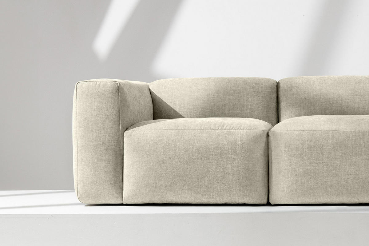 3-SITZER-MODULSOFA BUFFO mit extrem weicher und bequemer Sitzfläche, Gewebestoff, ecru - Ecru, Textil (290/73/96cm) - KONSIMO®
