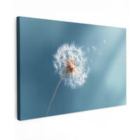 LEINWANDBILD Löwenzahn - Wind - Blau Wohnzimmer Groß 120x80 cm - Blaugrau, Textil (120/80cm) - MuchoWow