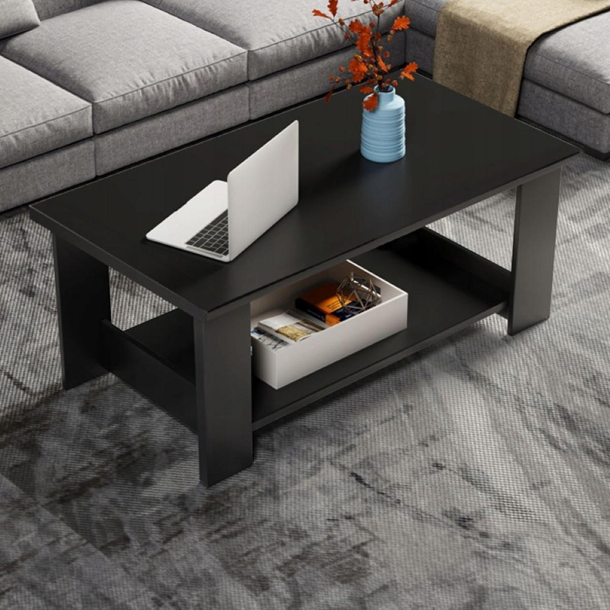 COUCHTISCH, schwarz 100/50/42 cm - Schwarz, Holzwerkstoff (50/100/42cm)