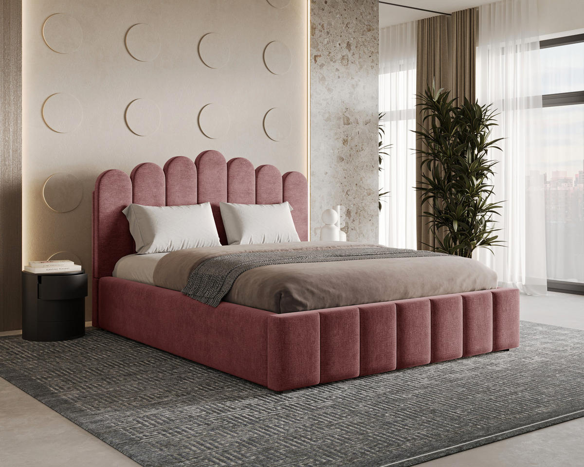 POLSTERBETT 03 140 x 200 cm – Tresor – Bett mit Gasdruckfedern und Stauraum - Rot, Holz (140/200cm) - ROYAL24_MARKT