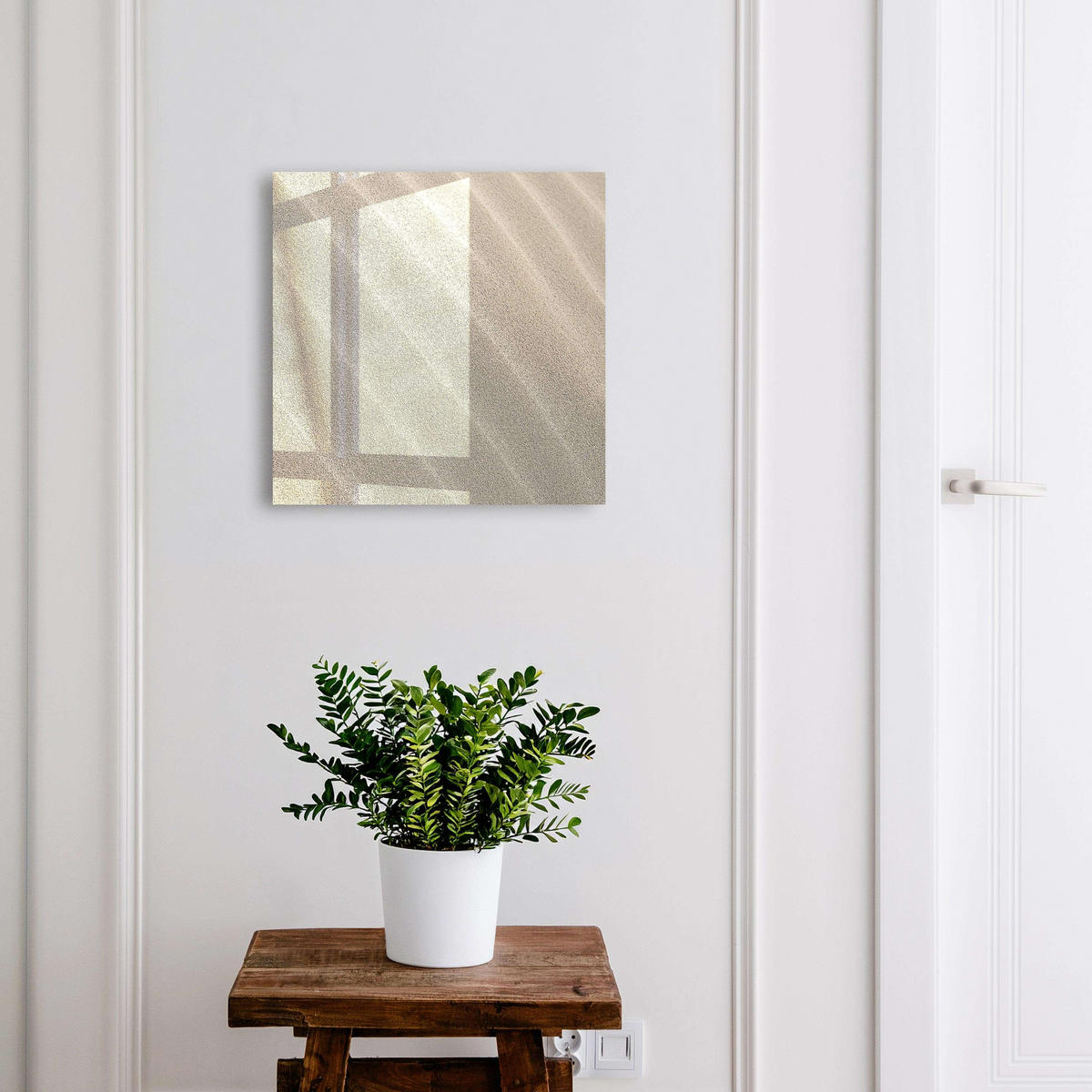 SCHLÜSSELBOX Weiß 30x30 cm – Türöffnung nach rechts - Schaumwellen - Beige, Metall (30/30/5cm) - TULUP