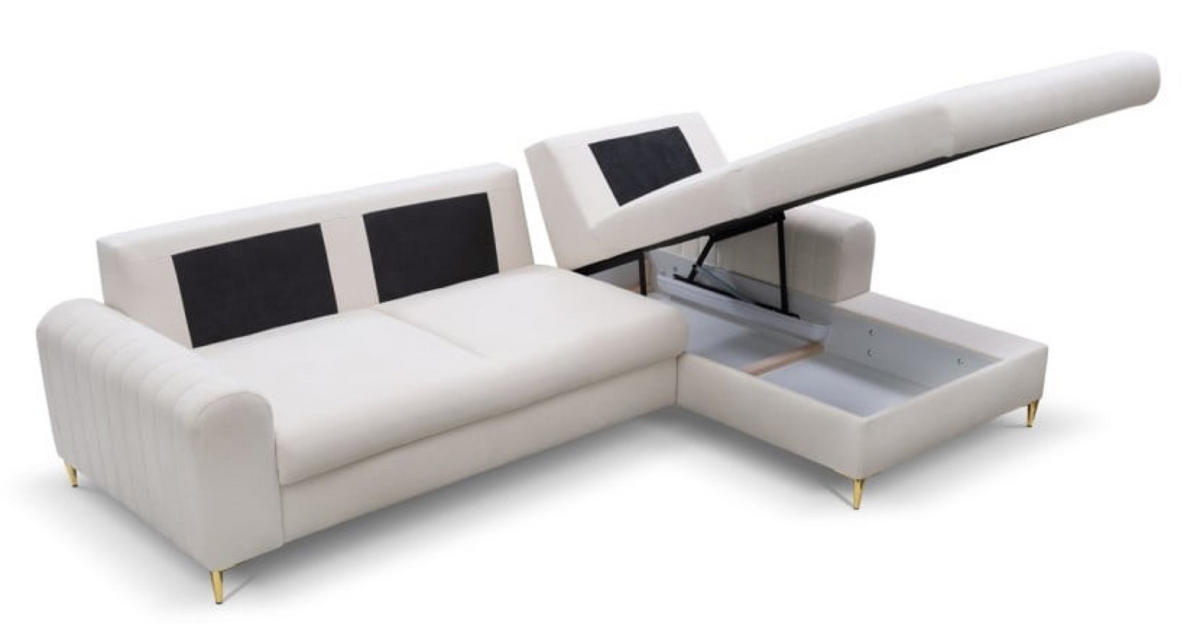 ECKSOFA Creme MANGO Mit Schlaffunktion Rechts - Beige, Naturmaterialen/Textil (251/164cm) - Sepro Meble