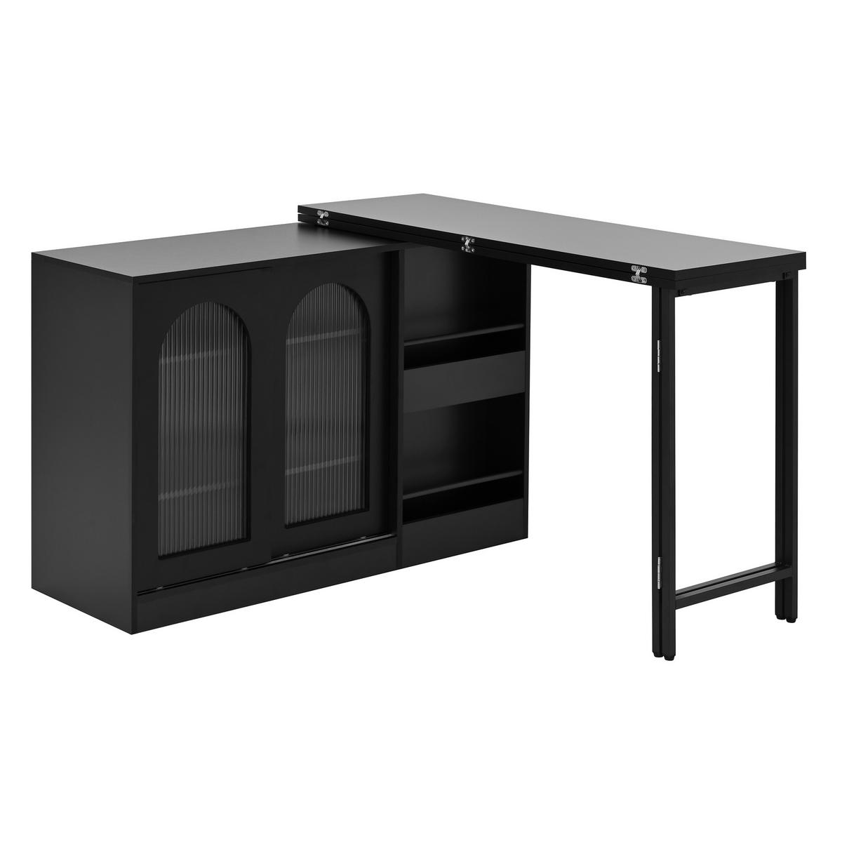 BARTISCH Schwarz 121,5/40/76,7 cm Ausziehbar mit Stauraum - Schwarz, Holz (40/121.5/76.7cm) - PANGIVO