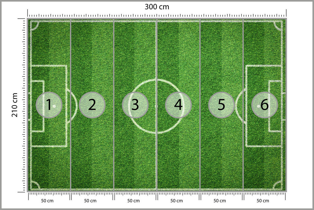 FOTOTAPETE für Jugendzimmer Stadion Vogelperspektive Rasen Feld 300x210 - Weiß/Grün, Papier (300/210cm) - Muralo