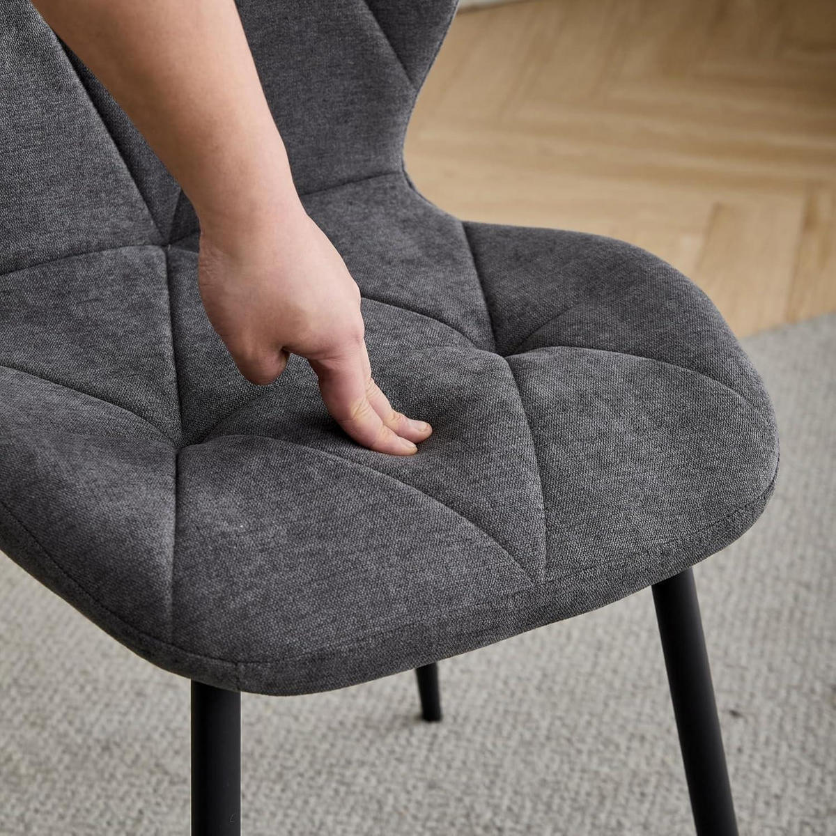 ESSZIMMERSTÜHLE 6er-Set Stoff Dunkelgrau - Anthrazit, Textil (43/86/47.5cm)