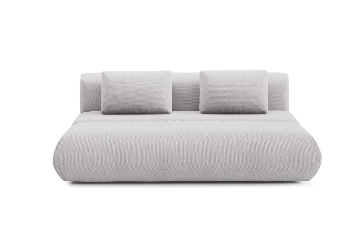BETTSOFA ATOMO Hellgrau Velours-Stoff mit Schlaffunktion - Hellgrau, Holz (217/82/134cm) - MASSENO