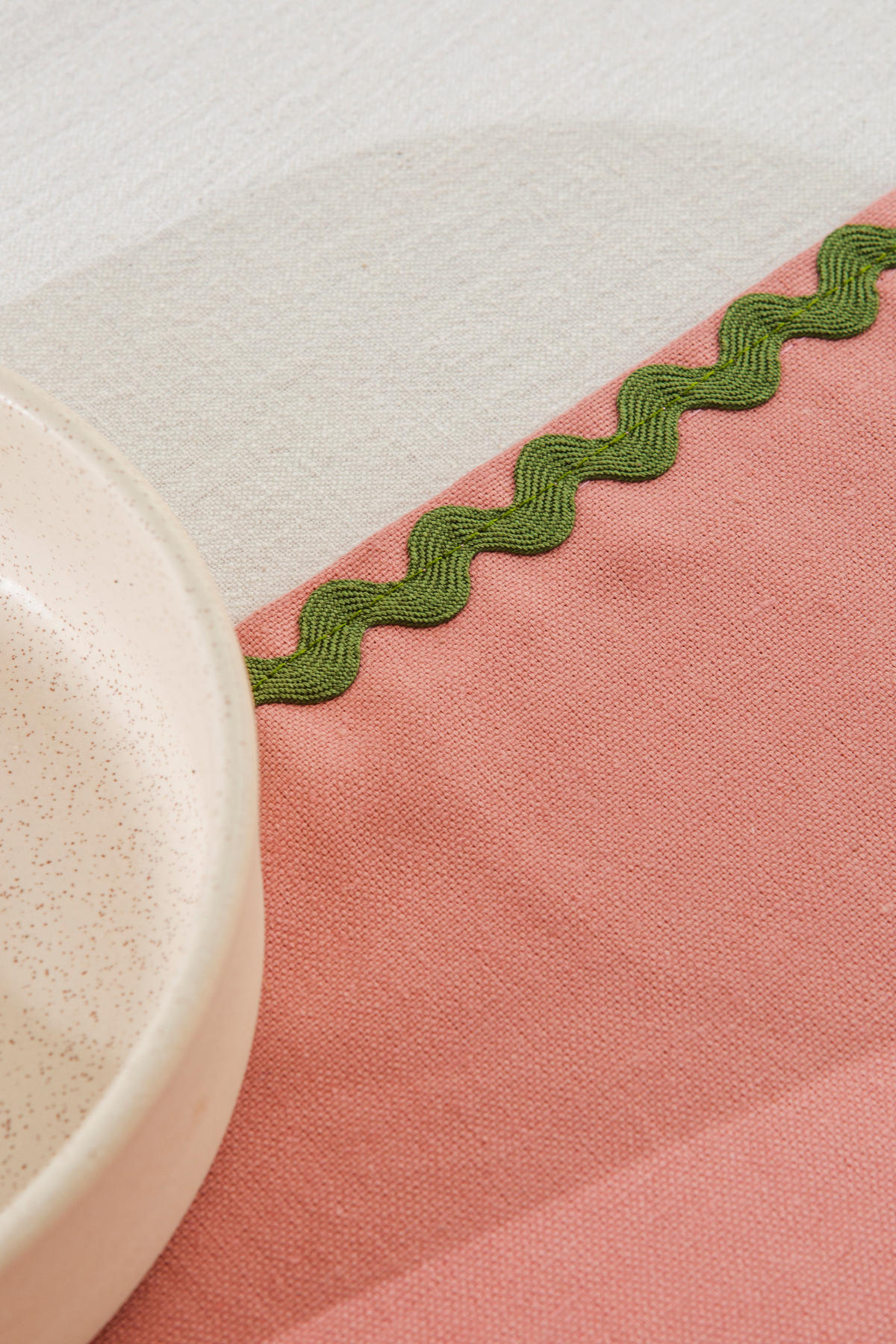 TISCHET 8-teilig, 100% Leinen, rosa und grün SET WAVY - Pink, Textil (40/130cm) - RNT By Really Nice Things