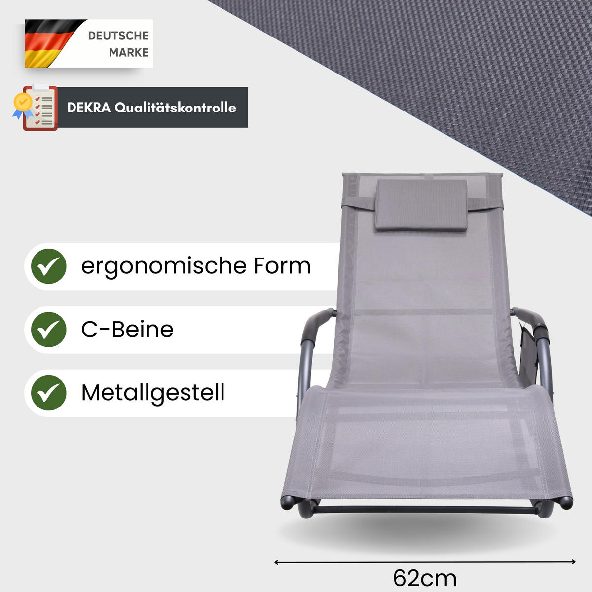 SCHWUNGLIEGE C-Form - Anthrazit, Metall (62/83/175cm) - Albatros