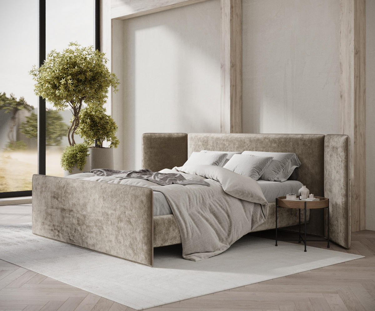 POLSTERBETT Tokyo Beige 160/200 cm - Beige/Naturfarben, Holz/Holzwerkstoff (160/200cm) - Maison de Reve