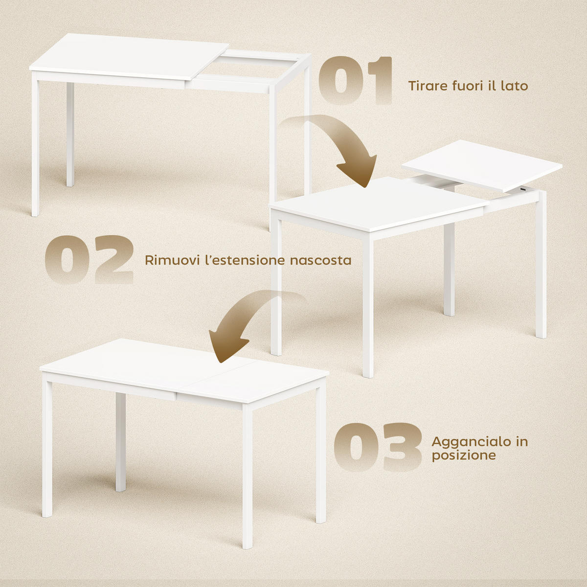 ESSTISCH Weiß 1 Stück - Weiß, Naturmaterialien (120/70/74cm) - GiPP