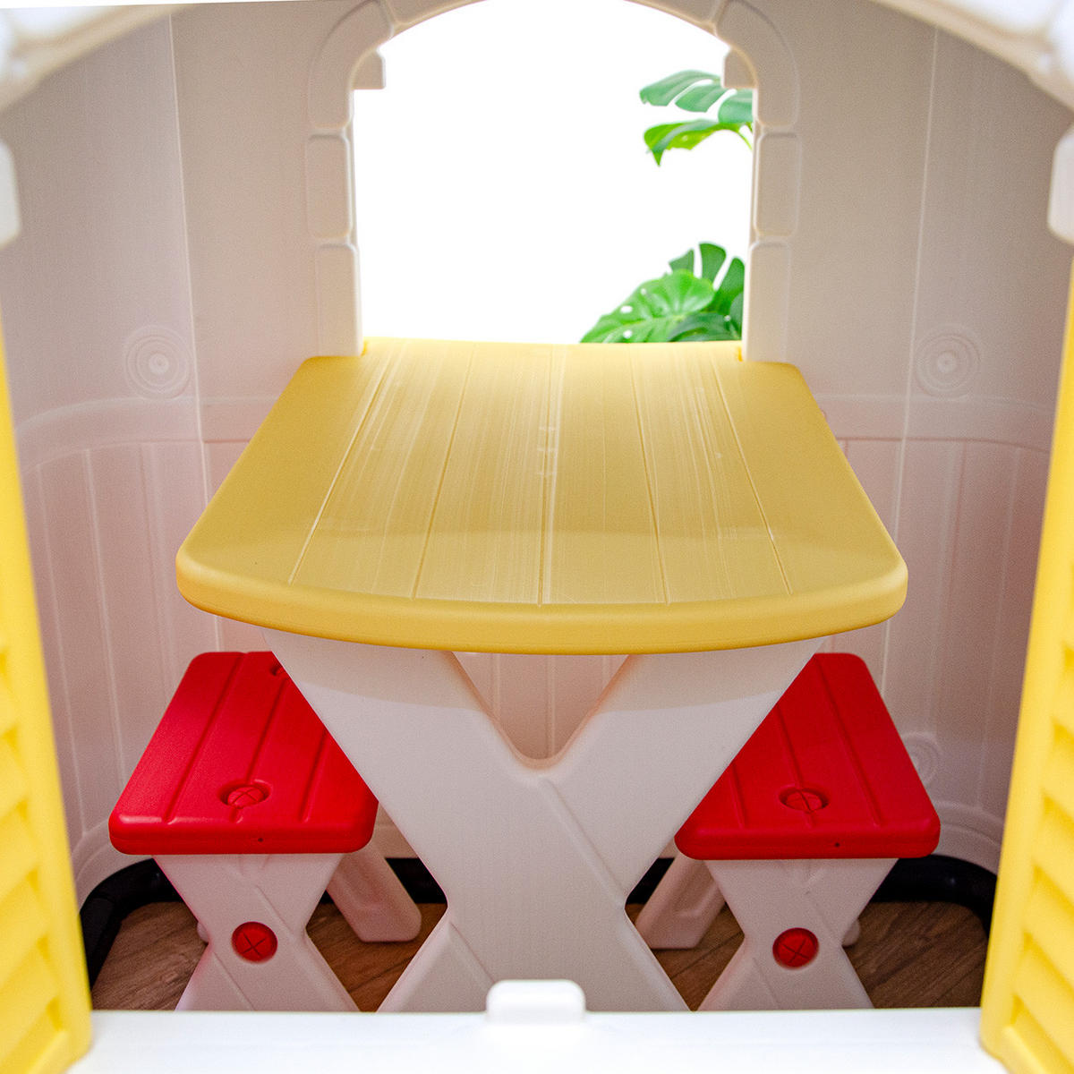 SPIELHAUS mit Tisch 95/104/118 cm, Weiß - Weiß, Kunststoff (95/118/104cm) - Littletom