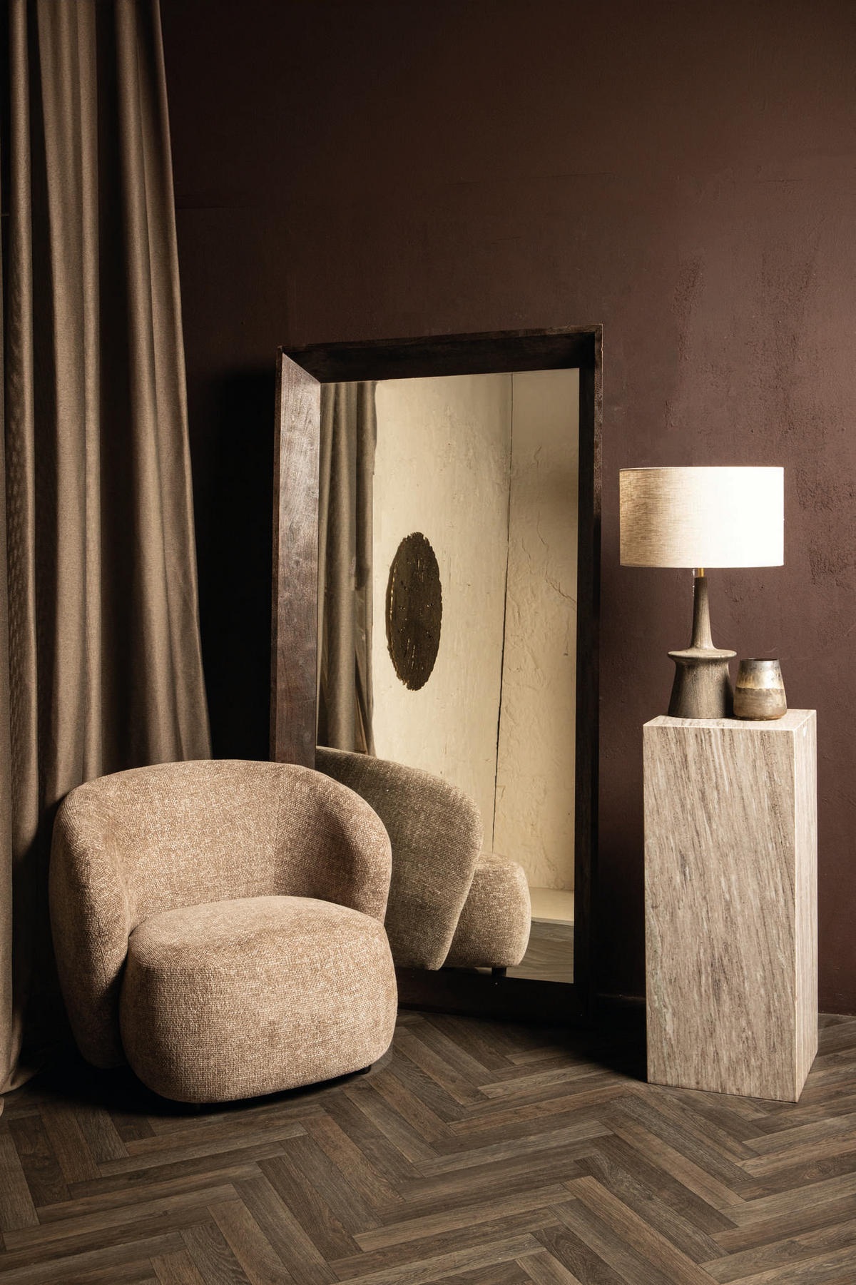 SPIEGEL Kyro Braun 100/13/195cm - Braun, Glas (13/195/100cm) - PTMD Collection